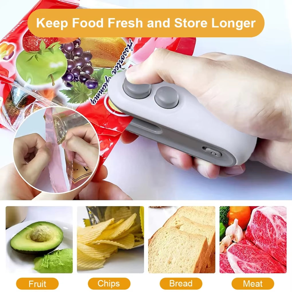 Portable 2 in 1 Sealing Cutting Machine Mini Heat Sealer Storage Bag Package Snack Sealer Rechargable Handheld Food Heat Sealer