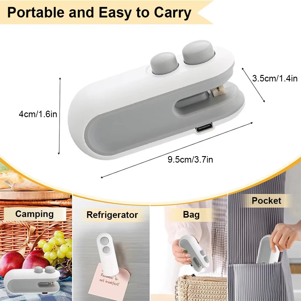 Portable 2 in 1 Sealing Cutting Machine Mini Heat Sealer Storage Bag Package Snack Sealer Rechargable Handheld Food Heat Sealer